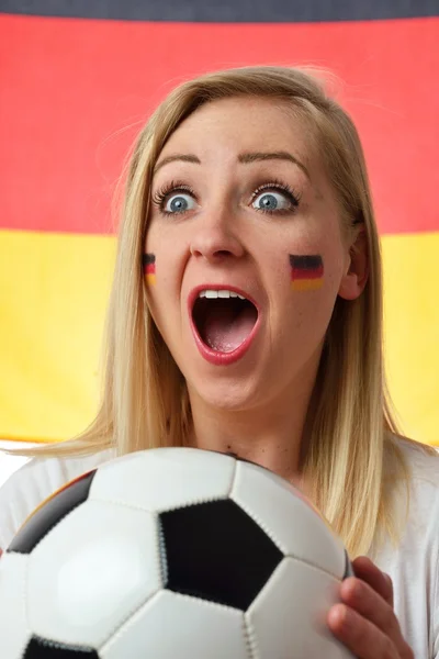 Fan de football allemand équipe acclamant — Photo