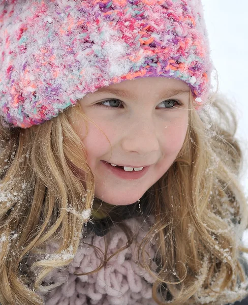 Funny girl in winter hat — Stock Photo, Image