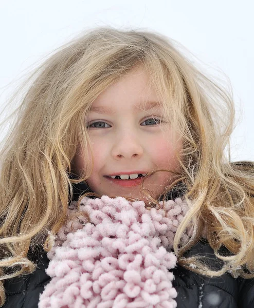 Girl in snow scenery — Stock Photo, Image