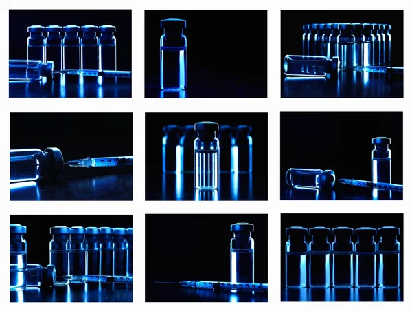 Collage con fiale di farmaci . — Foto Stock