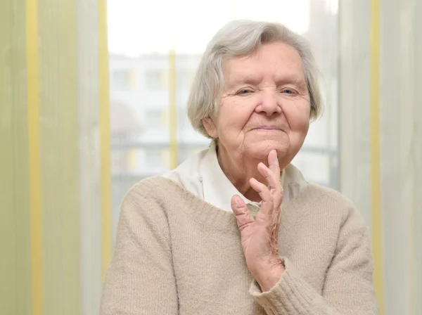 Senior happy woman in her home — Stock Photo, Image