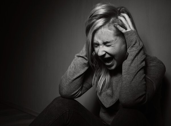 Screaming woman portrait