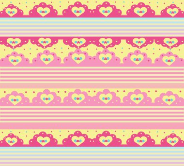 Parlak yumuşak renk kalpler ve kurdele yay tasarımı