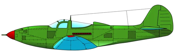 Antiguo avión militar sobre un fondo blanco — Vector de stock