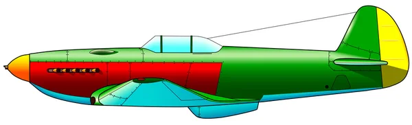 Antiguo avión militar sobre un fondo blanco — Vector de stock