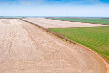 Güzel kırsal manzara yukarıdan baharda, görüntüleme