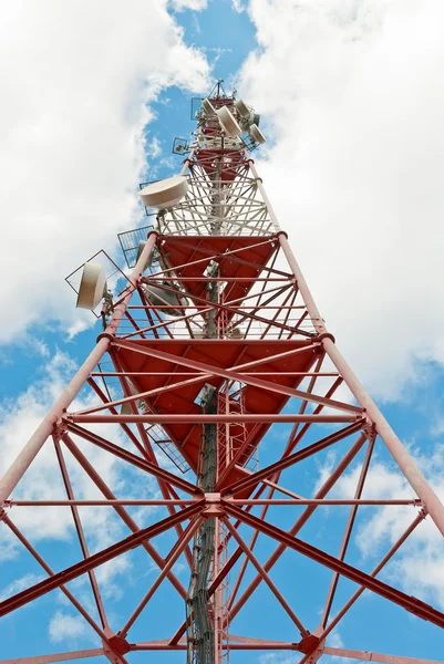 Antenna cellular base station against the blue sky