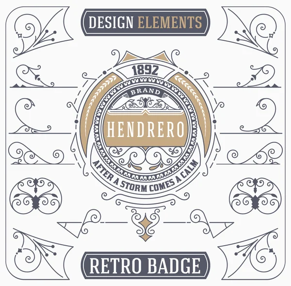 Vintage prydnad och Retro Badge. Designelement — Stock vektor