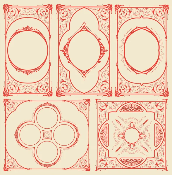 Set de marcos para tarjetas con detalles florales — Vector de stock