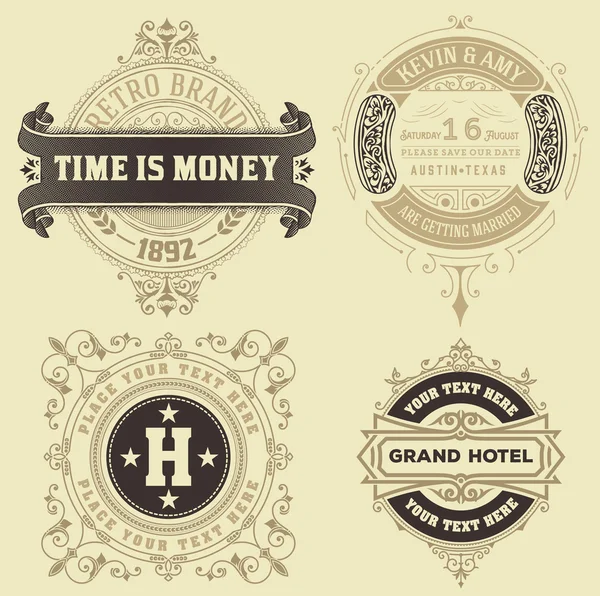 Σετ vintage λογότυπο πρότυπα, ξενοδοχείο, εστιατόριο, επιχειρηματικό Ident — Διανυσματικό Αρχείο