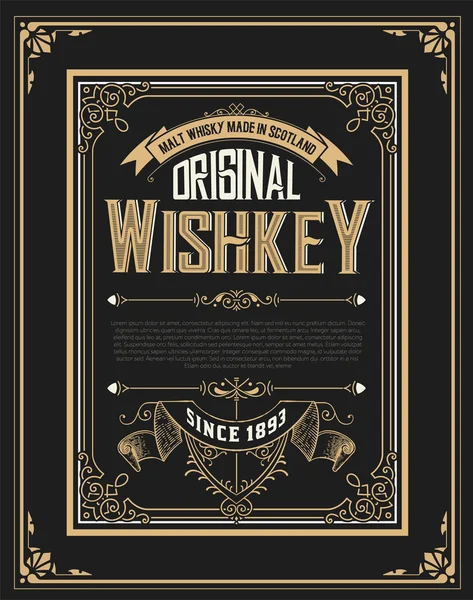 Eski çerçeveli viski etiketi — Stok Vektör