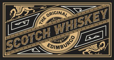 Retro viski etiket. Vektör