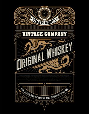Viski etiket eski çerçeveleri ve süs eşyaları