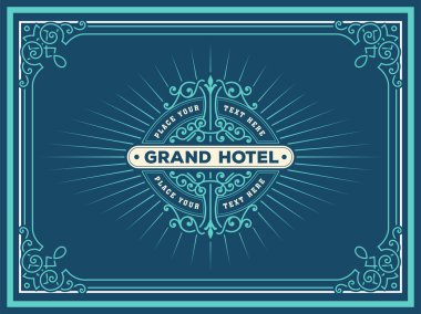 Art deco çerçeve ve etiket tasarım, otel, Spa, Restau kaynak
