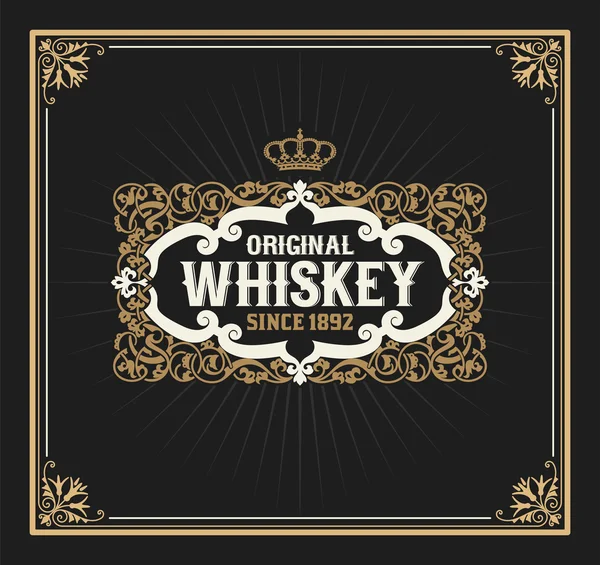 Ancien design d'étiquette pour étiquette de whisky et de vin, bannière de restaurant , — Image vectorielle