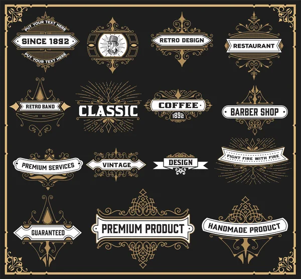 Набор винтажных логотипов для отеля, ресторана или бизнес-центра . — стоковый вектор