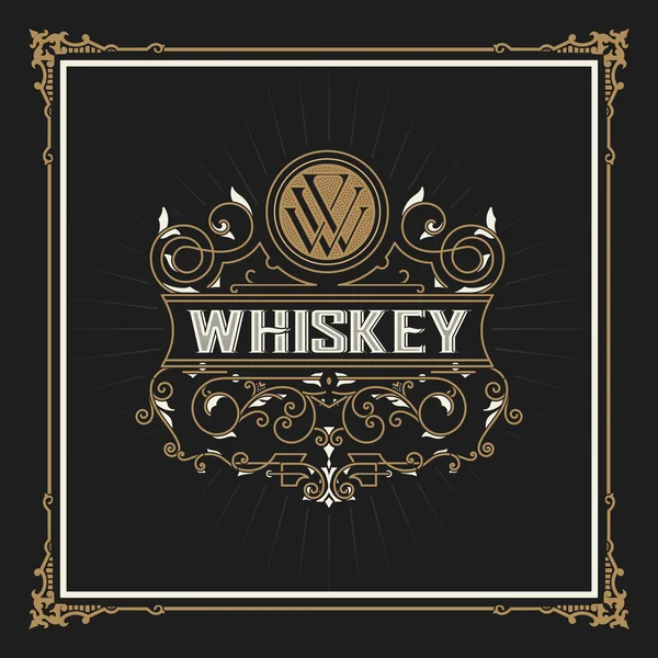 Etiqueta retro vintage Whiskey pizarra vector ilustración — Vector de stock