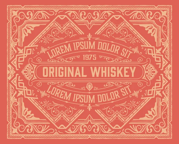 Whiskey Label Starými Rámci — Stockový vektor