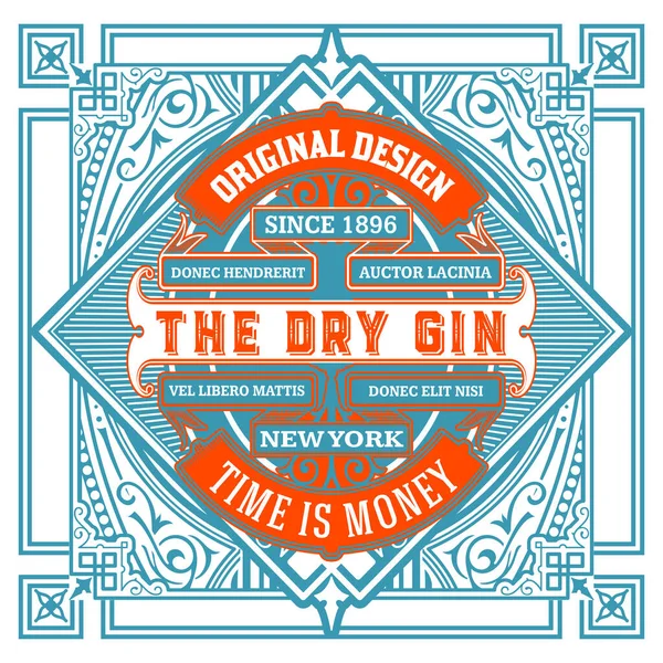 Vintage Label Met Gin Design — Stockvector