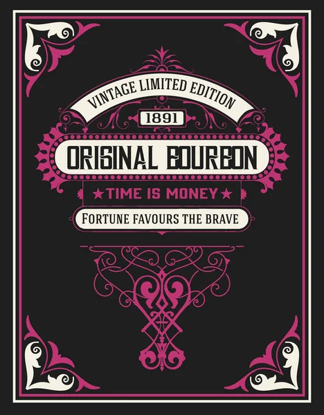 Whiskey Label Met Oude Frames — Stockvector