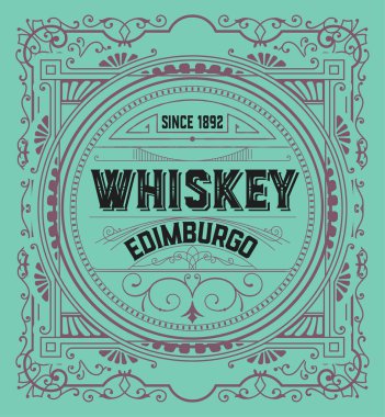 Eski çerçeveli viski etiketi