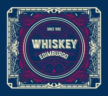 Eski çerçeveli viski etiketi