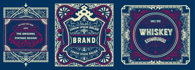 Paketleme için 3 vintage etiket seti