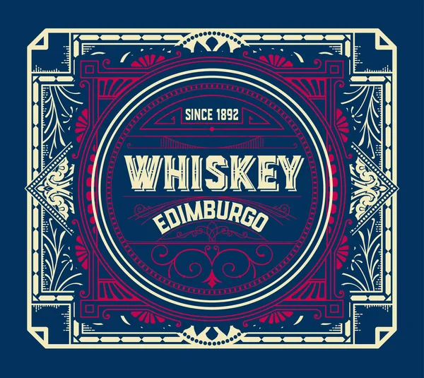 Whiskey Label Starými Rámci — Stockový vektor