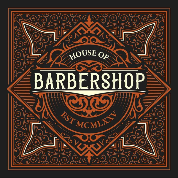 Vintage Barbershop Label Vintage Stil — Stockvektor