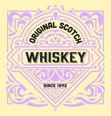 Eski çerçeveli viski etiketi