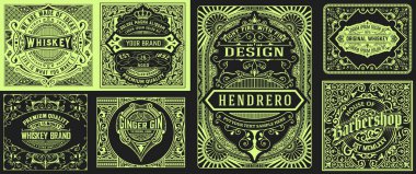 7 etiket seti. Batı tarzı