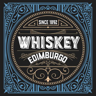 Eski çerçeveli viski etiketi