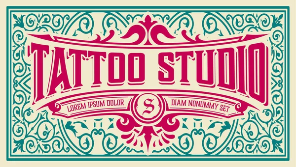 Logo Tattoo Dengan Ornamen Kuno Berlapis - Stok Vektor