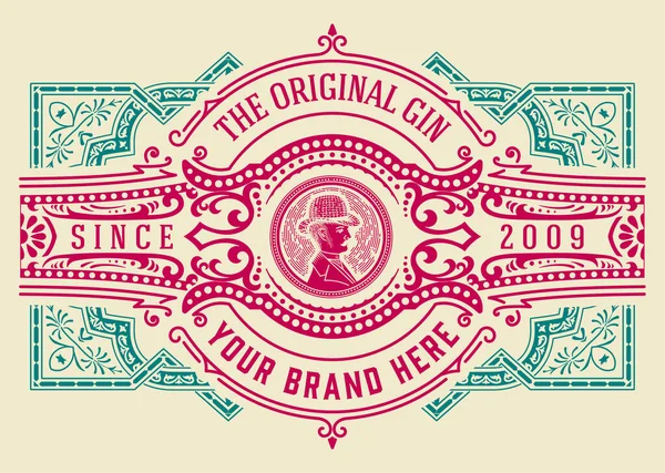 Vintage Label Gin Design — Stock Vector
