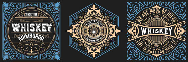 Набор из 3 винтажных этикеток для упаковки