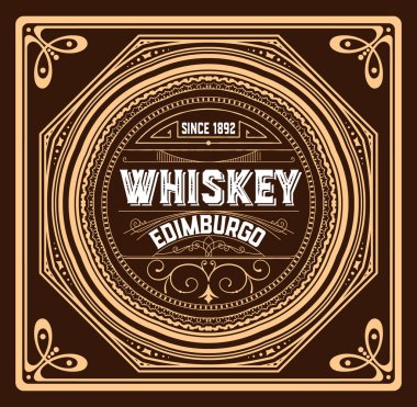 Eski çerçeveli viski etiketi