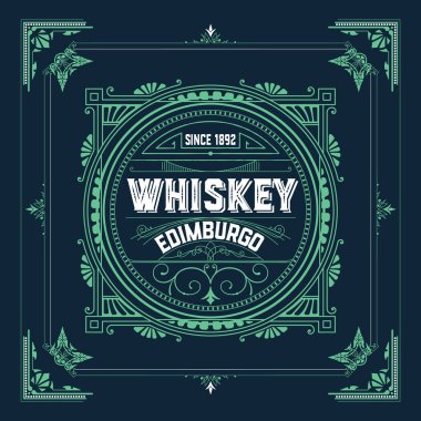 Eski çerçeveli viski etiketi