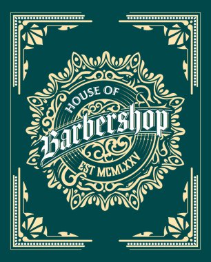 Klasik stil ile klasik berber dükkanı etiketi