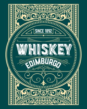 Eski çerçeveli viski etiketi