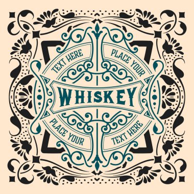 Eski çerçeveli viski etiketi