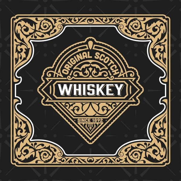 Etiqueta Whisky Con Marcos Viejos — Vector de stock