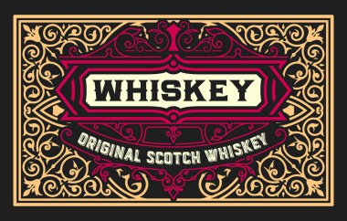 Eski çerçeveli viski etiketi