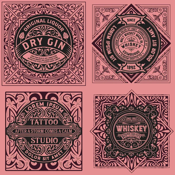 Set Etiquetas Vintage Para Embalaje — Vector de stock