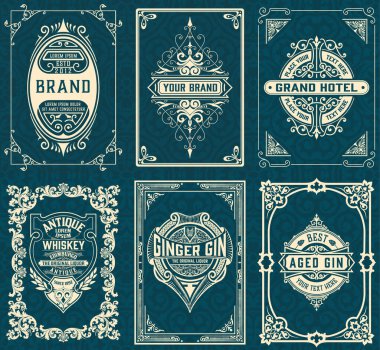 6 etiket seti. Batı tarzı