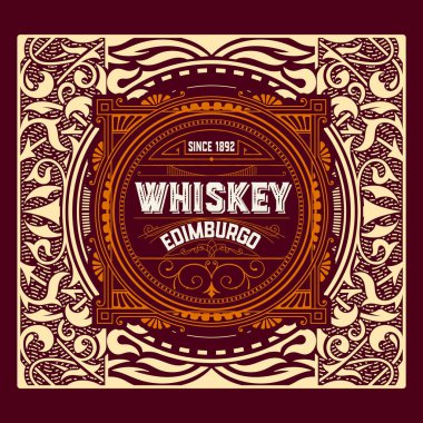 Eski çerçeveli viski etiketi