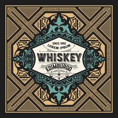 Eski çerçeveli viski etiketi