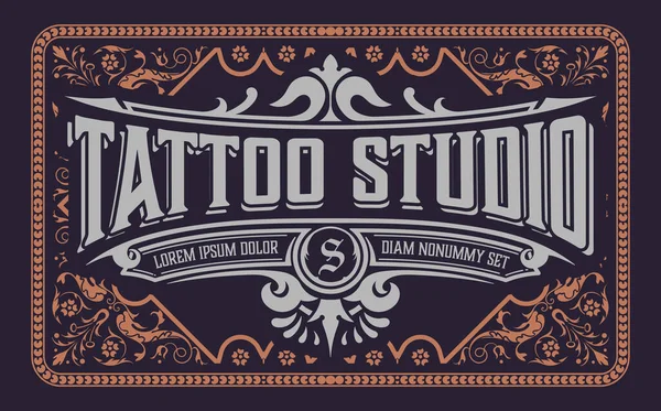 Logo Tattoo Dengan Ornamen Kuno Berlapis - Stok Vektor