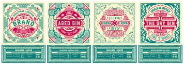 Paketleme için 4 eski etiket seti