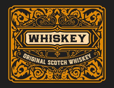 Eski çerçeveli viski etiketi