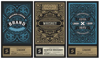 Paketleme için 3 vintage etiket seti